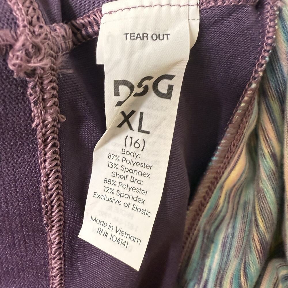 DSG Shelf Bra Tank Girls XL 16 Momentum Top Teal Burst Space Dye NWT - Picture 4 of 12